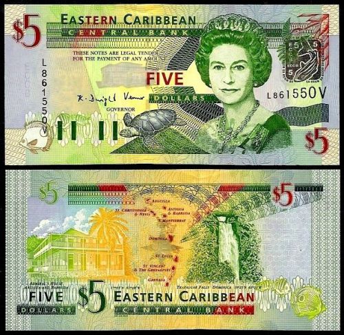 East caribbean states- st. vincent 5 dollars 2003 unc