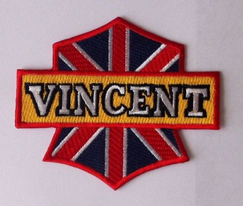Vincent motorcycle 4&#034; union jack shield patch.cafe racer. ace. ton up nice. new