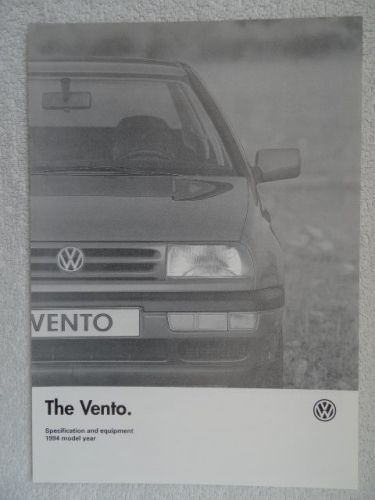 Volkswagen Vento Brochure 1994 - Specification &amp; Equipment - L, CL, GL, VR6