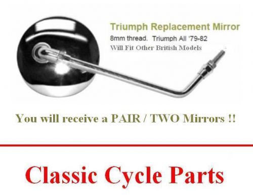 Chrome Mirrors PAIR 8mm Triumph BSA Norton Vincent Cafe Racer