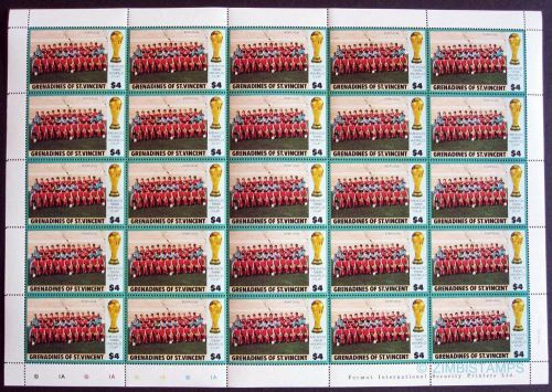 St vincent grenadines 1986 football world cup $4 mnh sheet of 25 ==see scan===