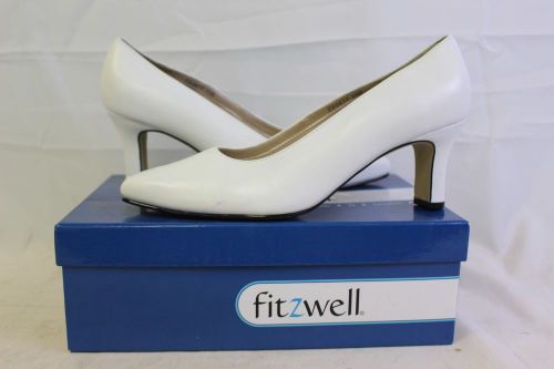 Vincent Pump White Leather Pumps by Fitzwell 11 W
