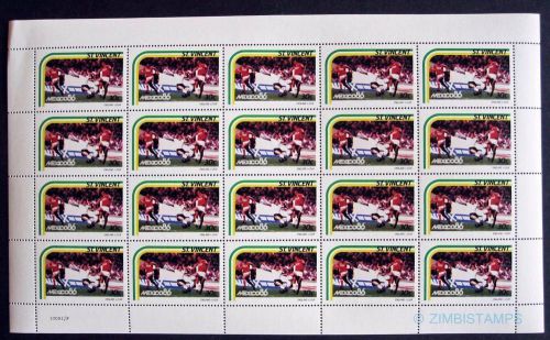 St vincent 1986 football world cup 30c mnh sheet of 20 ==see scan===