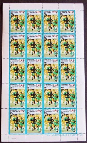 St vincent grenadines 1986 football world cup 75c mnh sheet of 20 ==see scan===