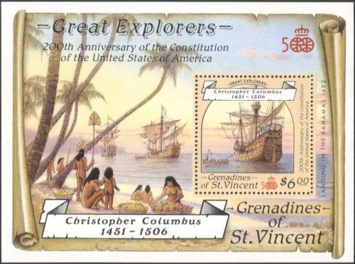 St. vincent grens 1988 explorers/ships/columbus/sail/sailing/transport m/s b3733