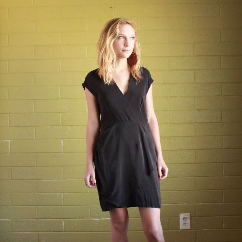 Twelfth street by cynthia vincent black silk cocktail dress size s size 2