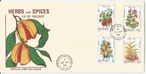 St. vincent 1985 herbs &amp; spices set used on fdc as per scan