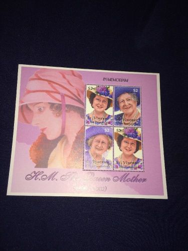 H.m. the queen mother in memoriam mini sheet stamps st. vincent grenadines mnh