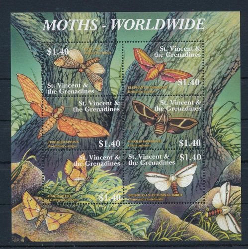[33182] St. Vincent &amp; Grenadines 2001 Butterflies Moths MNH Sheet