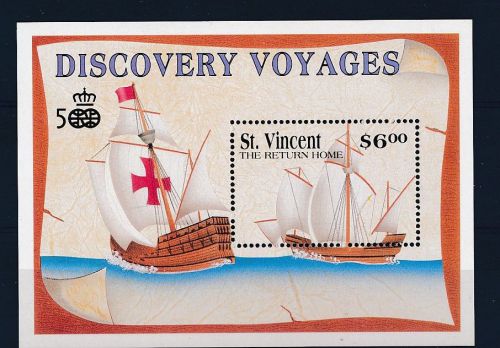 D106647 Sailing Ships Boats Discovery of America Columbus S/S MNH St.Vincent