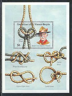 ST VINCENT 1992 BOY SCOUTS Baden Powell KNOTS Specimen