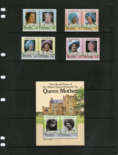 Gren. st. vincent 1985 queen mother mnh set + m/s