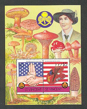 ST VINCENT 1986 GIRL GUIDES Morel Mushrooms ARTIST PALETTE SS