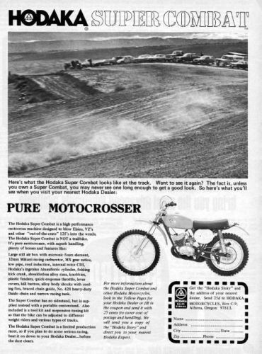 1974 Hodaka Super Combat Motocross Motorcycle Original Ad