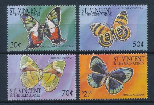 [33139] st. vincent &amp; grenadines 2001 butterflies schmetterlingen  mnh