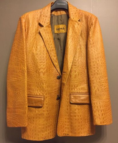Men&#039;s xl crocodile leather handmade jacket, desperado, tan