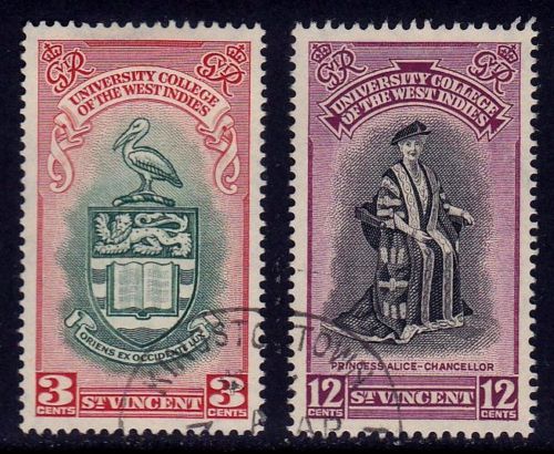 St Vincent Scott 174-175 University College of the West Indies 1951 issue Used