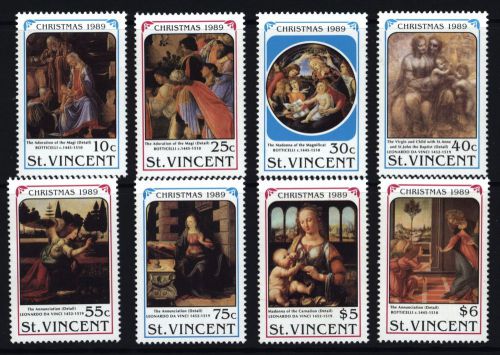 St vincent 1989 christmas , sc 1288-1295 ,  mnh