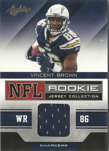 VINCENT BROWN, CHARGERS GAME USED ROOKIE CARD