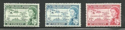 Album Treasures St Vincent Scott # 198-200 West Indies Federation Mint NH