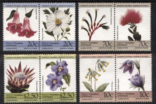[FL014] St. Vincent Grenadines-Bequia 1985 Flowers Issue Pairs MNH