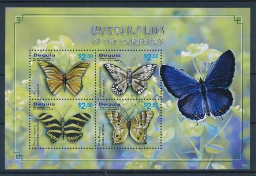 [33165] Bequia St. Vincent 2010 Butterflies Schmetterlingen MNH Sheet