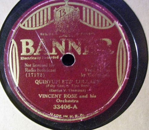Banner 33406 Vincent Rose Orchestra Quintuplets Lullaby 1935