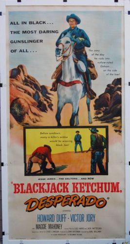 1956 BLACKJACK KETCHUM DESPERADO Linen Mounted 3 Sheet Movie Poster HOWARD DUFF