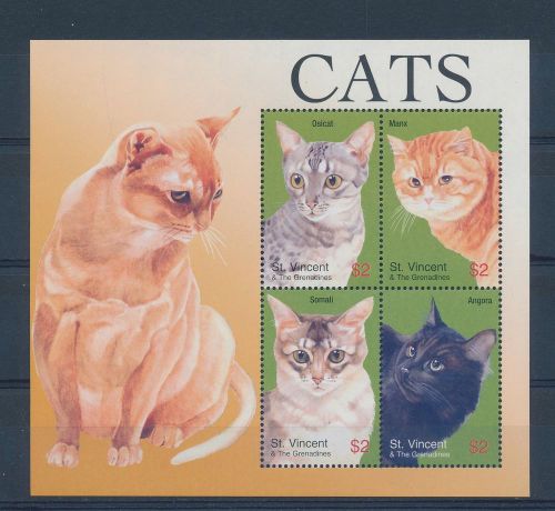 Le48243 st vincent  pets animals fauna cats good sheet mnh