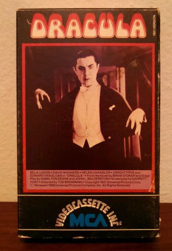 Dracula MCA Videocassette Inc. BETA Betamax Tape Bela Lugosi Horror