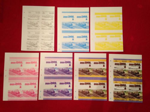 Bequia - st vincent grenadines scott# 34 train 7 sheet set of color proofs neat!