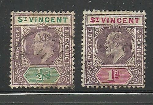Album Treasures St Vincent Scott # 71-72 1/2p-1p Edward VII VF Used CDS