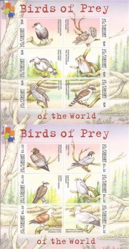 St Vincent - 2001 Birds of Prey - Set of 2 6 Stamp Sheets #2877-8