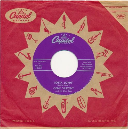Gene Vincent &#034;Lotta Lovin&#034; on Capitol 3763 - excellent 1957 rockabilly! M- HEAR