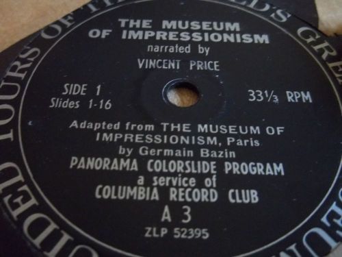 RARE VINCENT PRICE THE MUSEUM OF IMPRESSIONISM NARRATION SLIDE SHOW RECORD 33