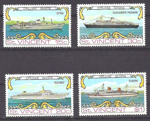 ST. VINCENT , CRUISE SHIPS , 1974 , SET OF 4 , PERF , MNH