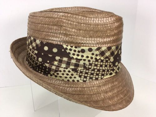 Vento Brand USA Straw Fedora Cinnamon Color With Great Ribbon Men&#039;s Vintage Hat