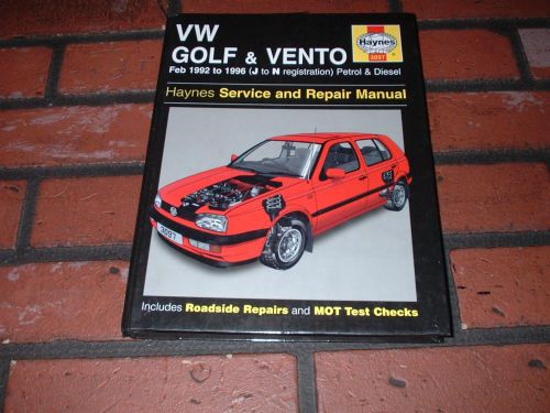 Haynes manual for volkswagen golf &amp; vento .1992-1996. j to n registration.