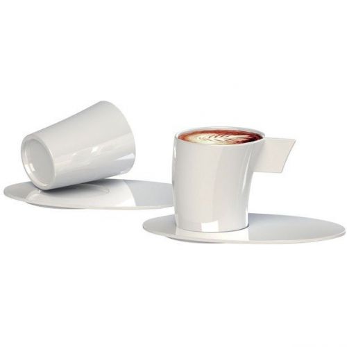 Deagourmet VENTO 4pc White Porcelain Espresso Cup &amp; Saucer Set