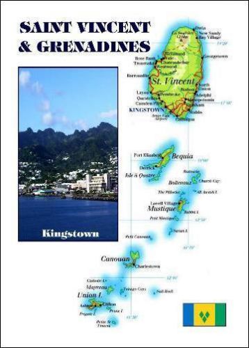Saint vincent and the grenadines country map new postcard
