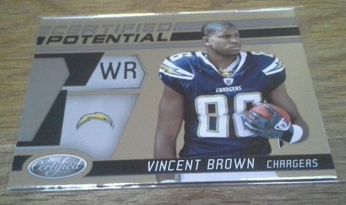 2011 Panini Certified Potential Vincent Brown RC #/999 San Diego Chargers Rookie