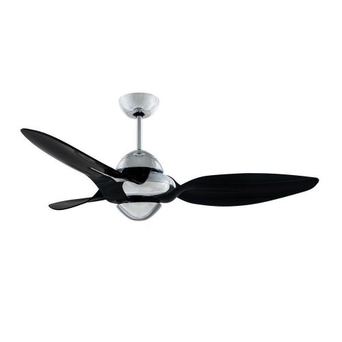Vento Clover 54 in. Indoor Chrome Ceiling Fan with 3 Translucent Black Blades