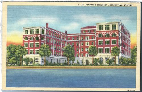 Vintage postcard jacksonville florida fl st vincent&#039;s hospital linen teich