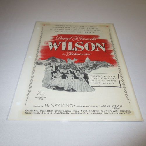 VTG 1944 WILSON VINCENT PRICE CHARLES COBURN RUTH NELSON PROMO MOVIE PAPER AD