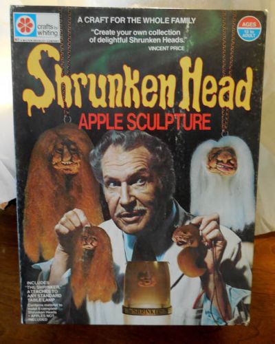 Vincent Price 1970s Milton Bradley Shrunken Head &#034;Applehead doll&#034; Box Set