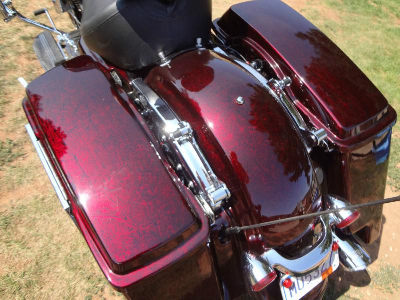 Custom painted maroon marblized with flame,extened saddle bags ,almost perfect
