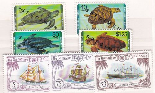 St vincent 1978  marine life turtles &amp;  ships  specimen o/p