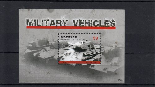 Mayreau grenadines st vincent 2013 mnh military vehicles 1v s/s t-34 medium tank