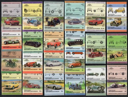 Motor cars thematic stamp collection grenadines of st vincent ref:th618